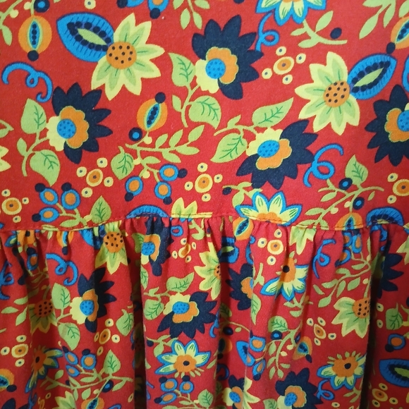 Hanna Anderson Girl's Red Floral Long Sleeve Knit Dress US Size 8 - Picture 5 of 6